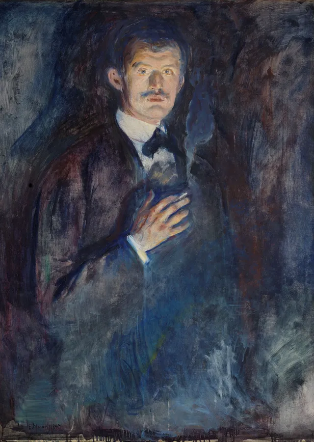 Edvard Munch - Sigaralı Otoportre metal tablo