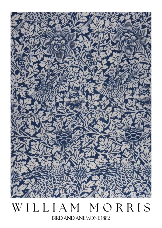 Kuş ve Anemon 1882 metal tablo