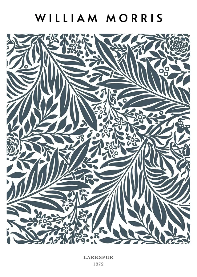 Larkspur Deseni: Koyu Yeşil - William Morris metal tablo