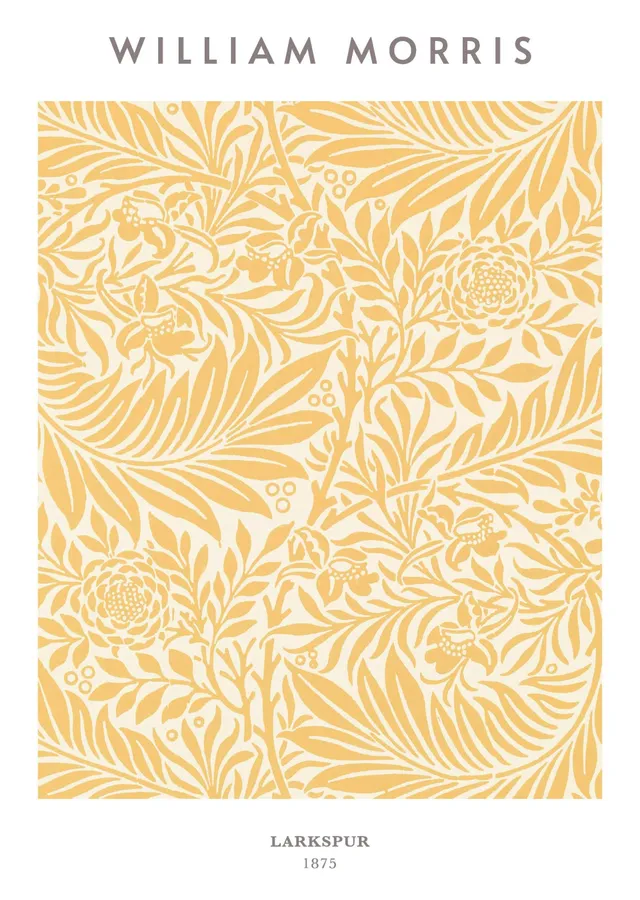 Larkspur Deseni: Sarı - William Morris metal tablo