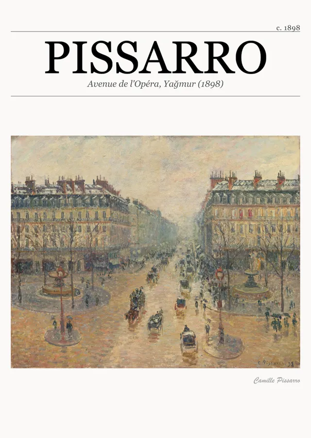 Avenue de l'Opéra, Yağmur (1898) metal tablo