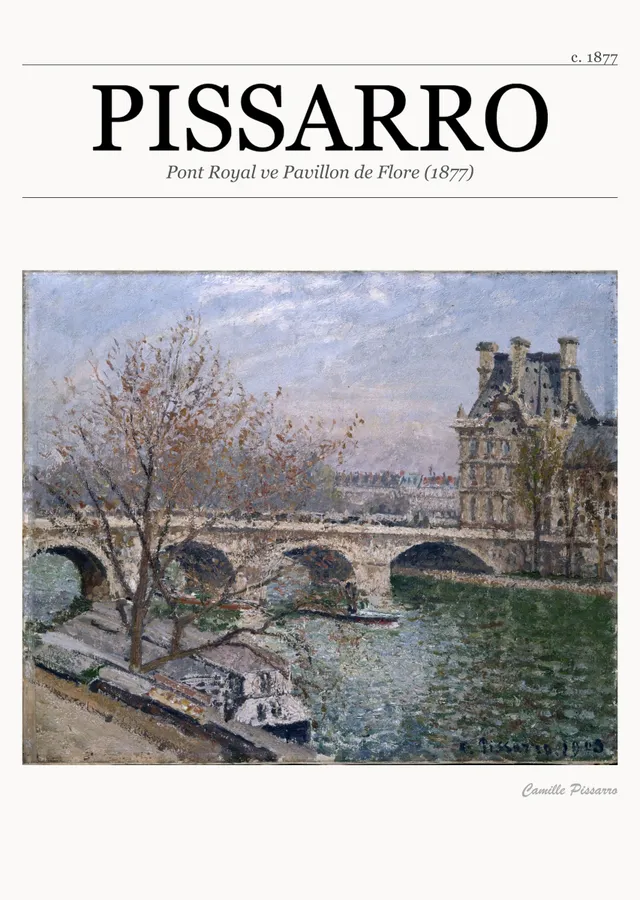 Pont Royal ve Pavillon de Flore (1877) metal tablo