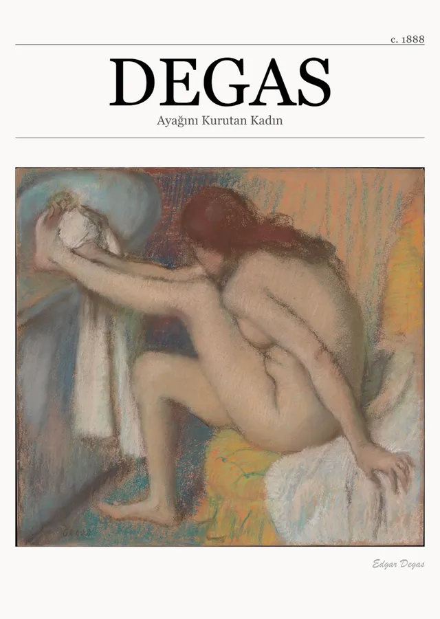 Ayağını Kurutan Kadın - Degas metal tablo
