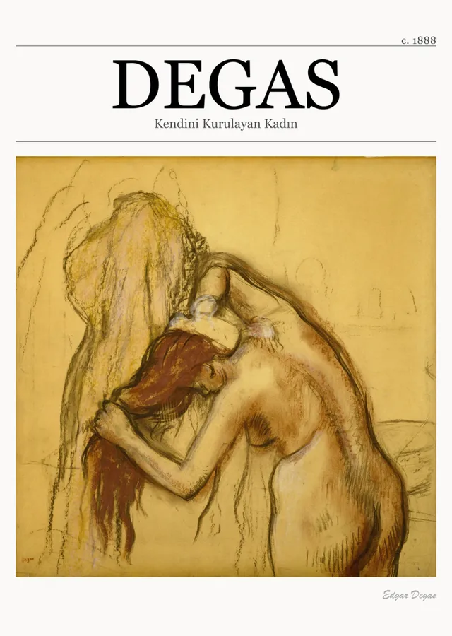 Kendini Kurulayan Kadın - Degas metal tablo