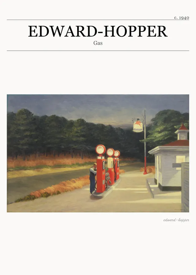 Edward Hopper - Benzin İstasyonu metal tablo