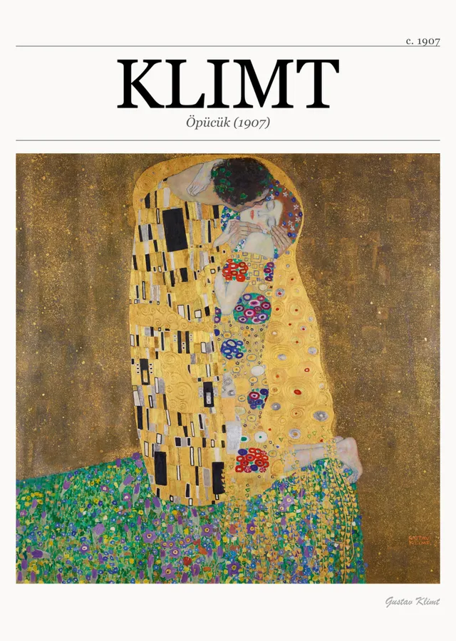 Öpücük (1907) - Klimt metal tablo