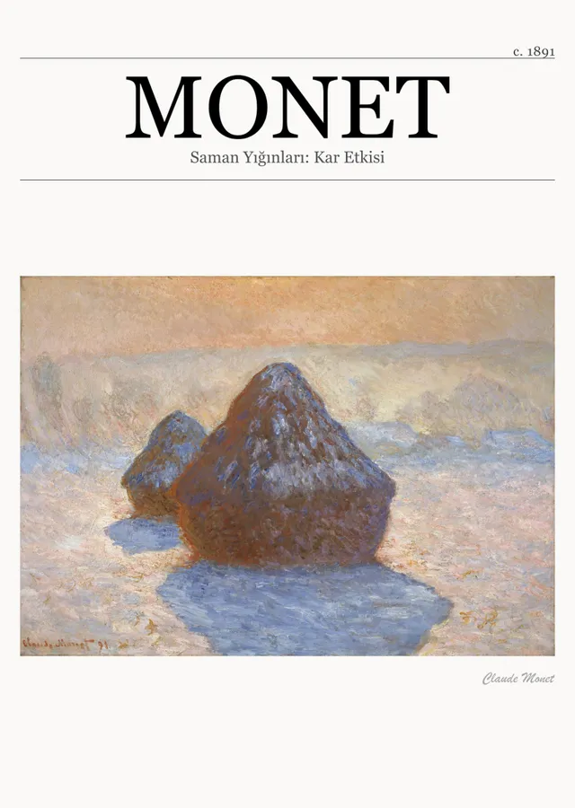 Saman Yığınları: Kar Etkisi - Monet metal tablo
