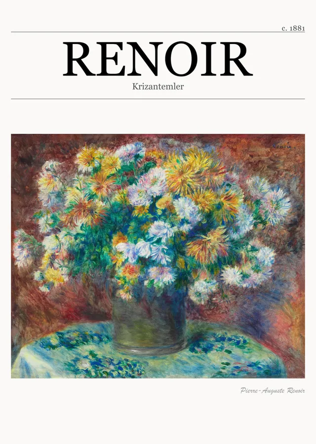 Krizantemler - Renoir metal tablo