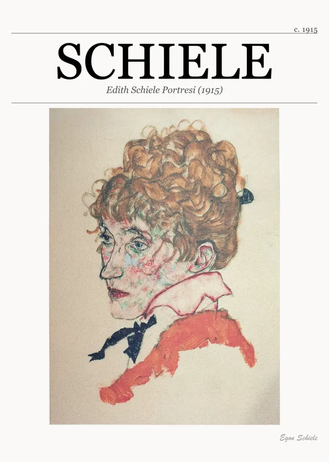 Edith Schiele Portresi metal tablo