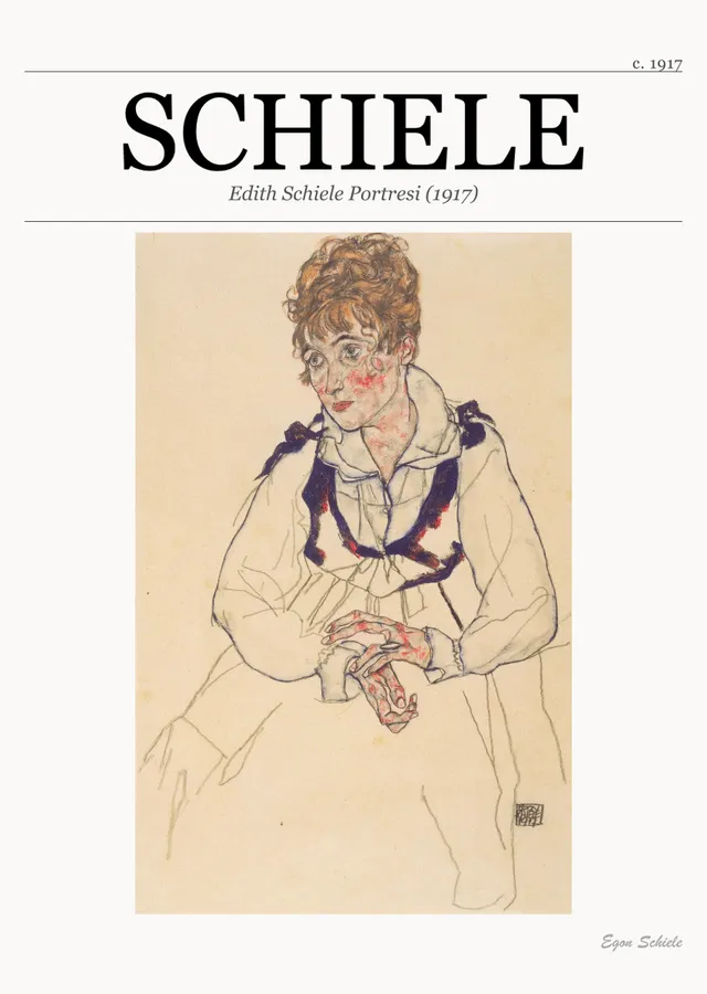 Edith Schiele Portresi - Egon Schiele metal tablo