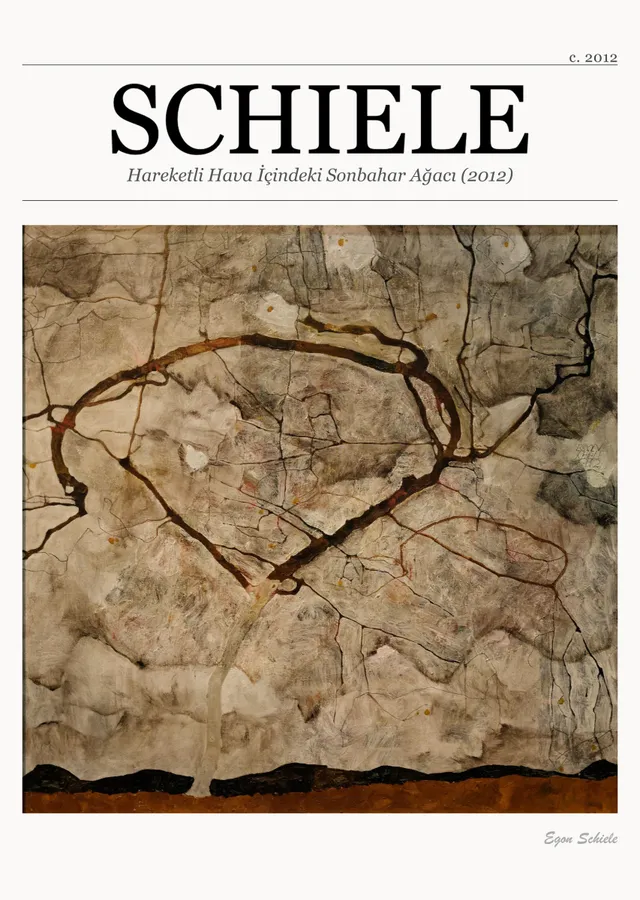 Hareketli Hava İçindeki Sonbahar Ağacı (2012) - Schiele metal tablo