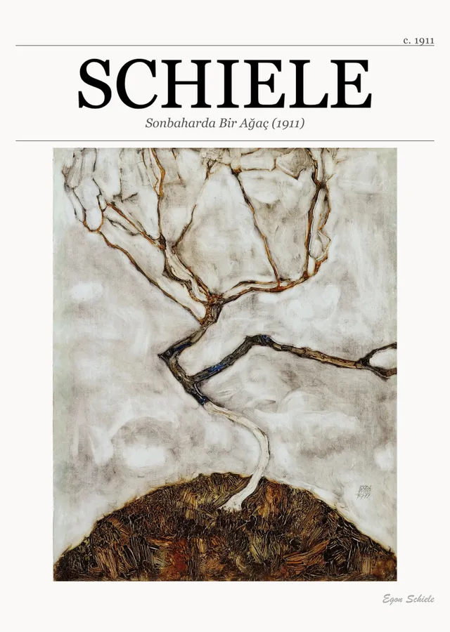 Sonbaharda Bir Ağaç (1911) - Schiele metal tablo