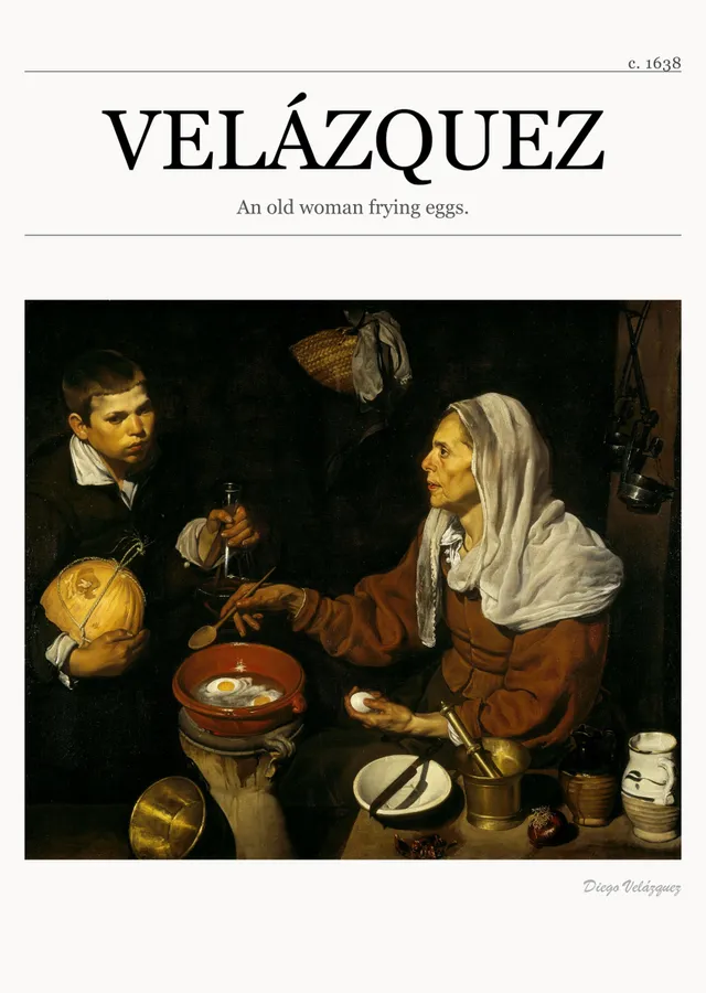 Yumurta Kızartması Yapan Yaşlı Bir Kadın - Velázquez metal tablo