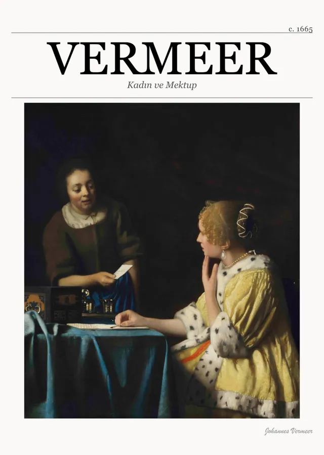 Mektup Okuyan Kadın - Vermeer metal tablo