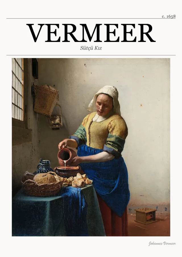 Sütçü Kız - Vermeer metal tablo