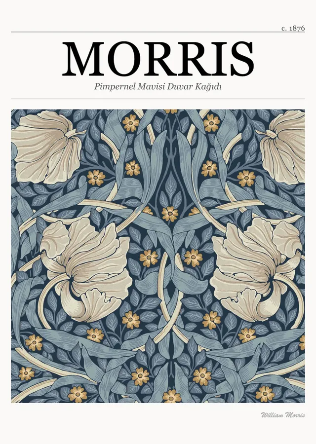 Pimpernel Mavisi Duvar Kağıdı (William Morris) metal tablo