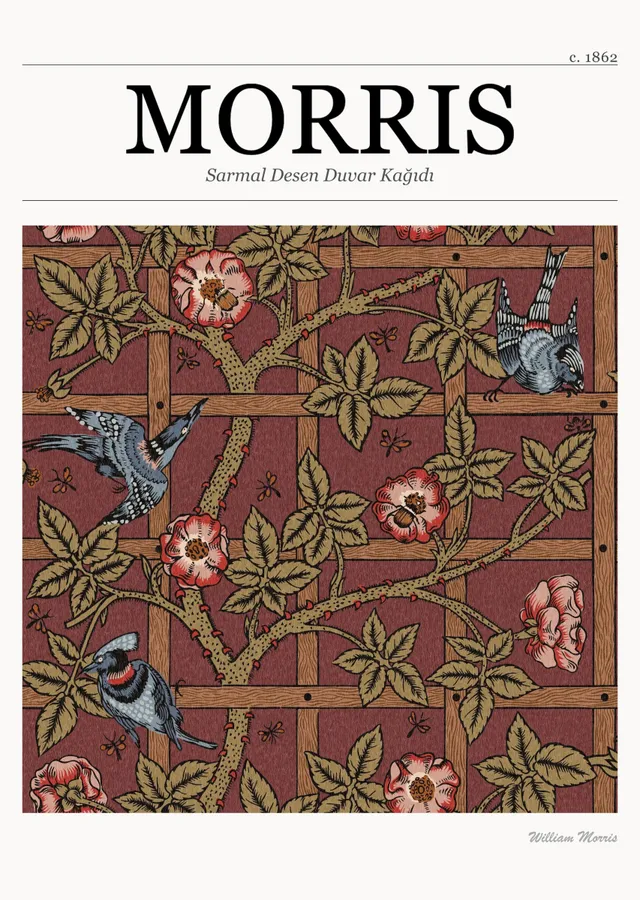 Sarmal Desen Duvar Kağıdı (William Morris) metal tablo
