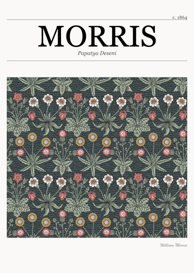 Papatya Deseni (William Morris) metal tablo