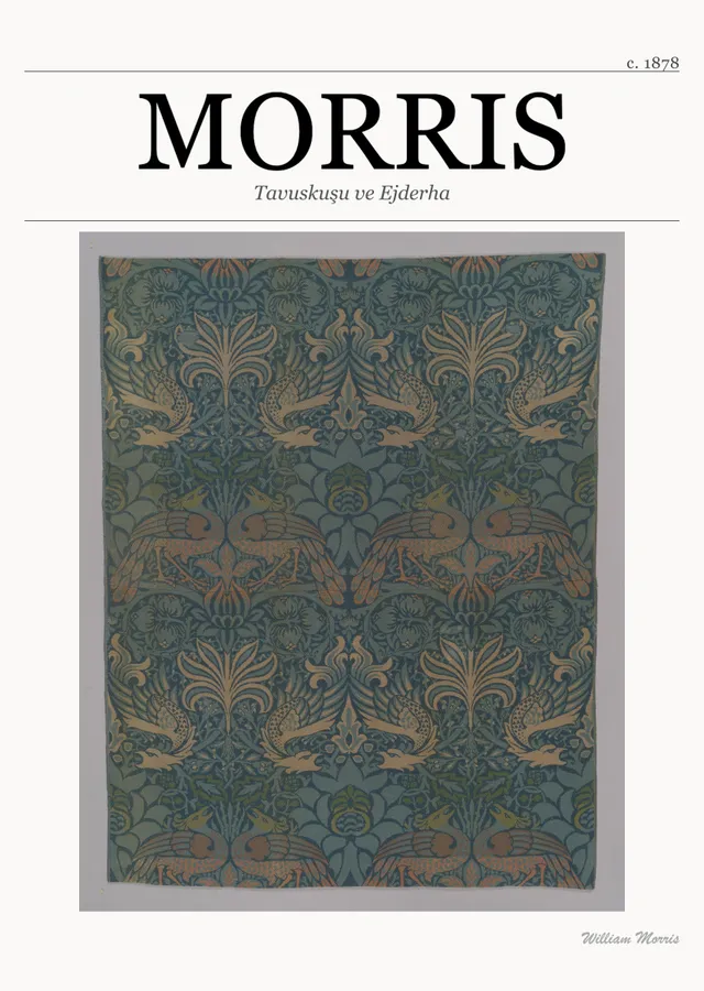 Tavuskuşu ve Ejderha (William Morris) metal tablo