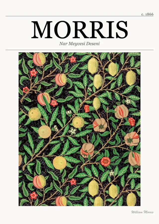 Nar Meyvesi Deseni (William Morris) metal tablo