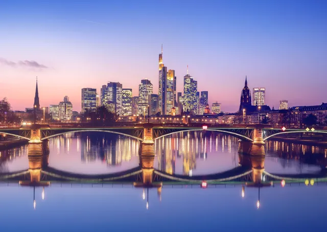 Frankfurt Skyline metal tablo