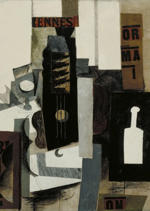 Pablo Picasso: Gitar ve Şişe metal tablo