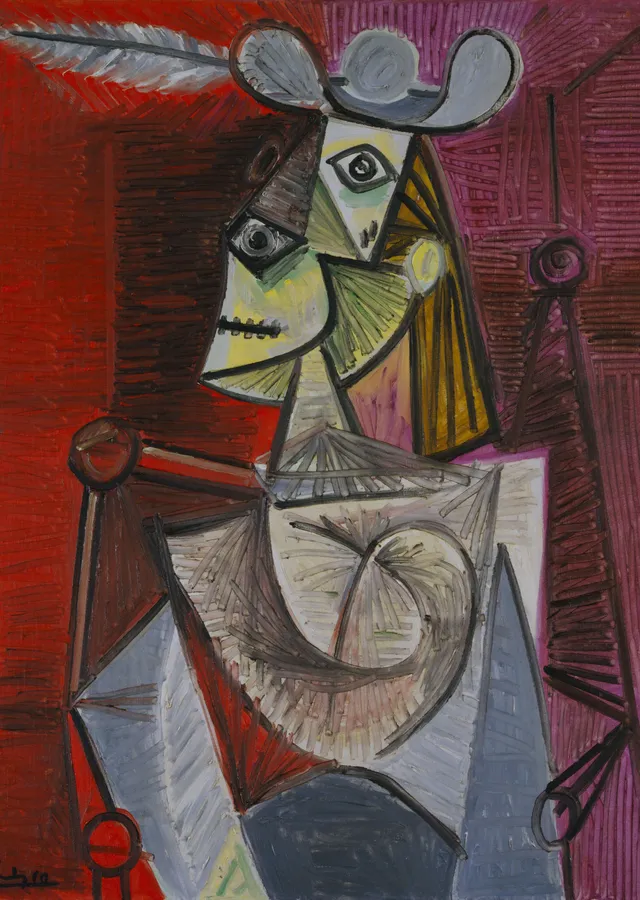 Picasso: Şapkalı Kadın metal tablo