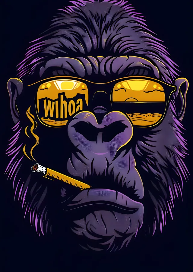 Gorilla with Sunglasses and Cigar metal tablo