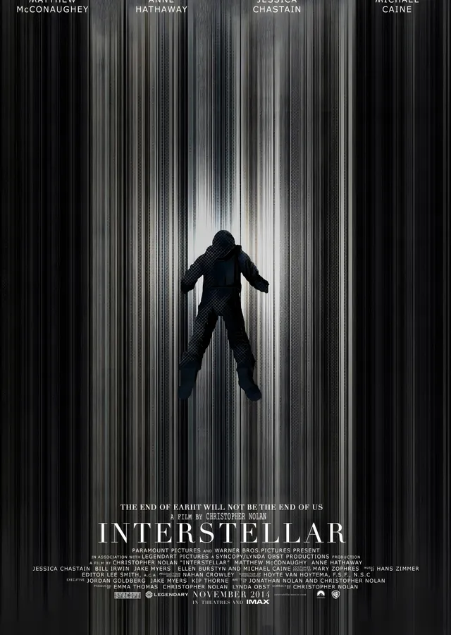 Interstellar - Siyah Gri Dikey Çizgili Fonlu Uzaylı Figürü metal tablo