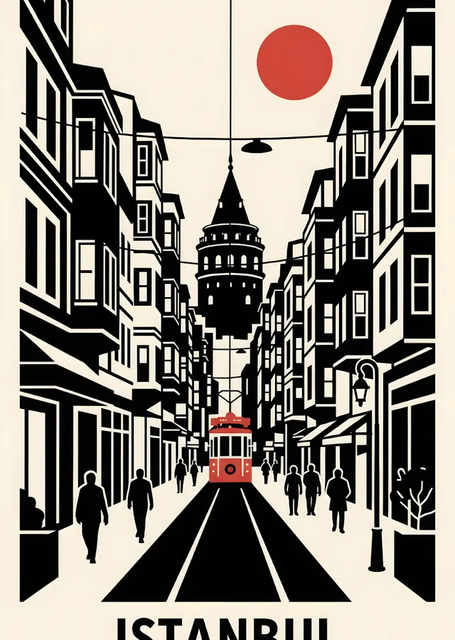 İstanbul: Galata ve Tramvay metal tablo