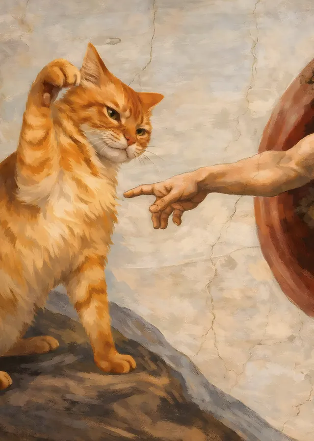 Yaratılış'tan Kedi: İlahi Dokunuş metal tablo