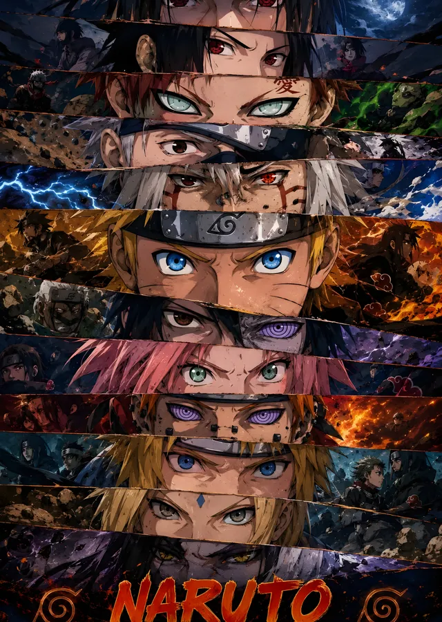 Naruto: Karakter Kolajı metal tablo