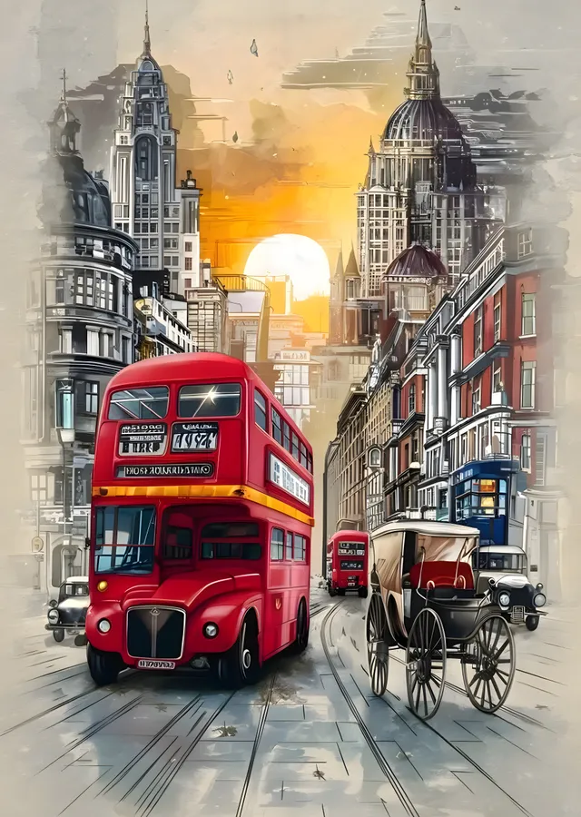 Londra Sokakları: Klasik ve Modernin Buluşması metal tablo
