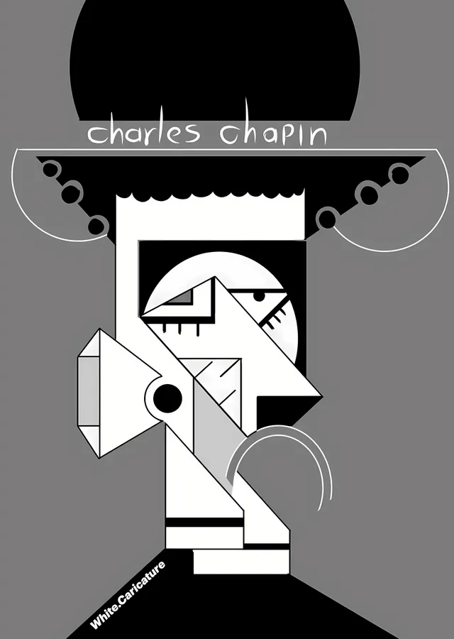Charlie Chaplin: Geometrik Portre metal tablo