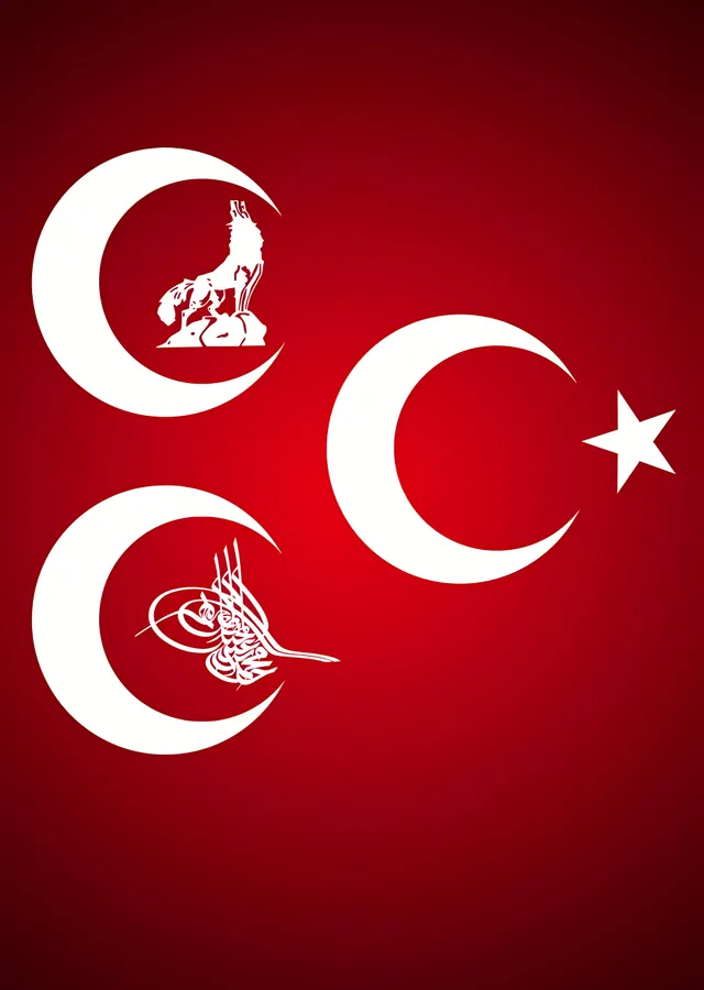 Türk Sembolleri: Hilal ve At metal tablo