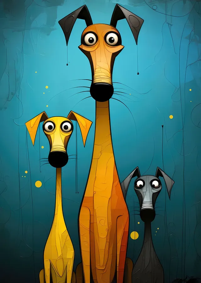 Karikatür Köpek Üçlüsü metal tablo