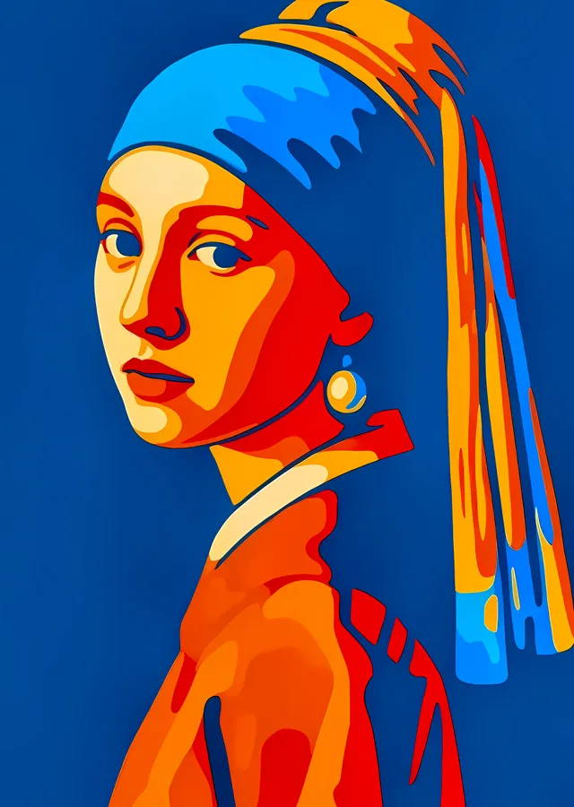 İnci Küpeli Kız: Pop Art Yorumu metal tablo
