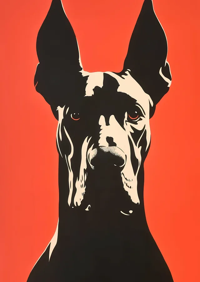 Turuncu Fonda Köpek Portresi metal tablo