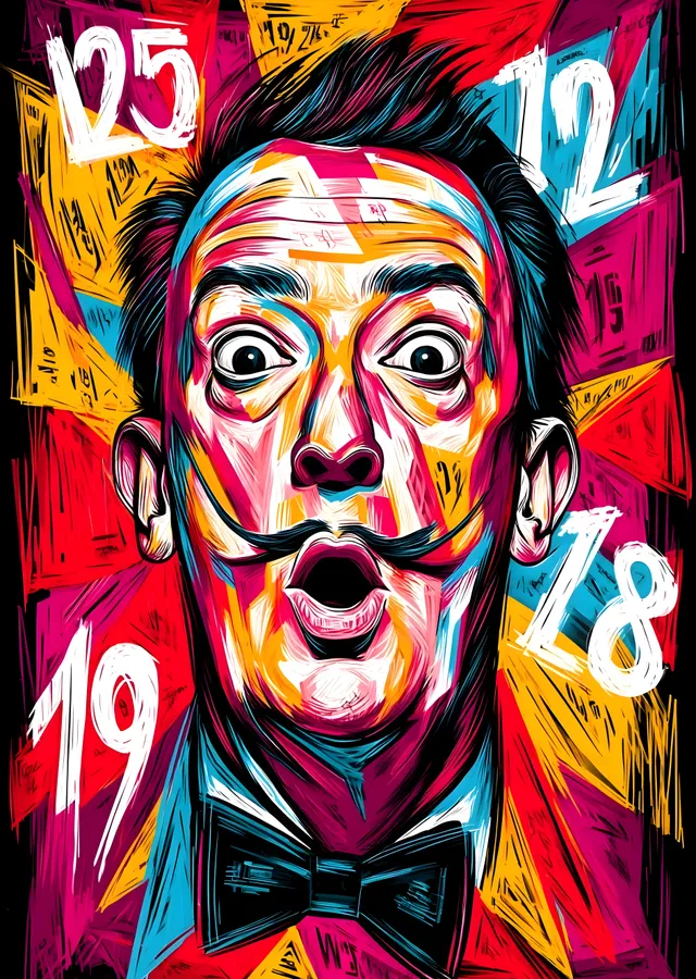 Salvador Dali: Renkli Geometrik Portre metal tablo