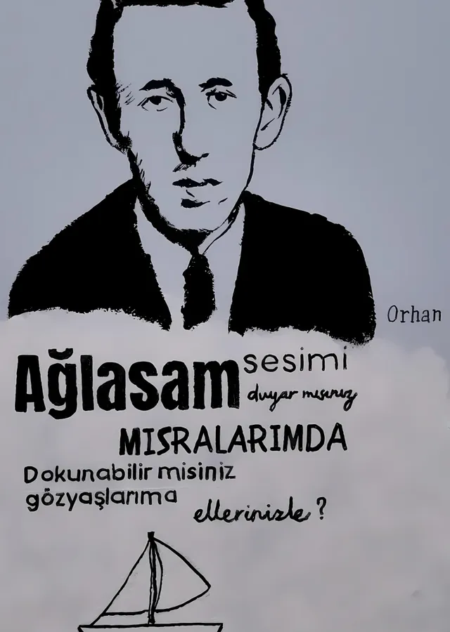 Orhan Veli: Ağlasam Sesimi Duyar mısınız? metal tablo