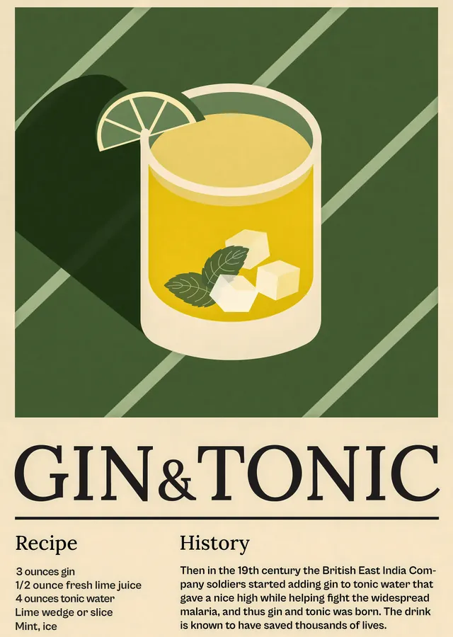 Gin & Tonic Retro metal tablo