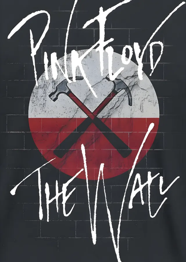 Pink Floyd: The Wall - Kırmızı Beyaz Gri Çemberde Çapraz metal tablo