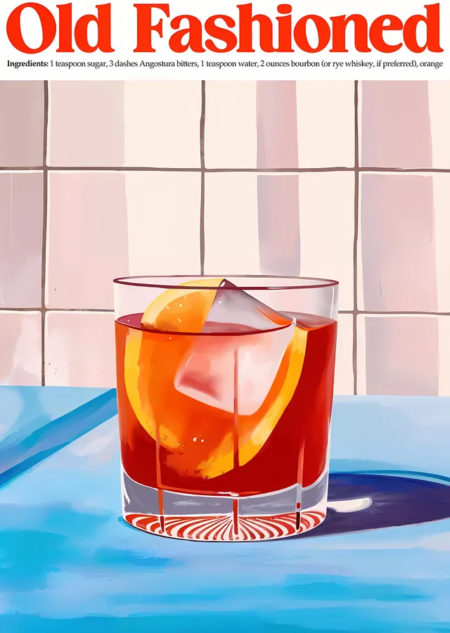 Old Fashioned Cocktail metal tablo