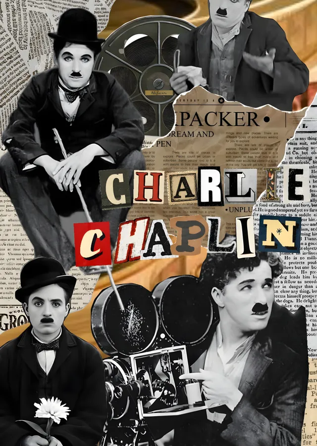 Charlie Chaplin: Foto Kolaj metal tablo