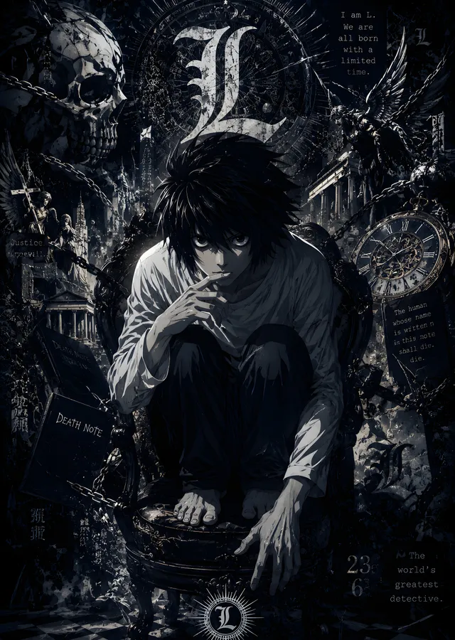Death Note L: Zaman ve Ölüm metal tablo