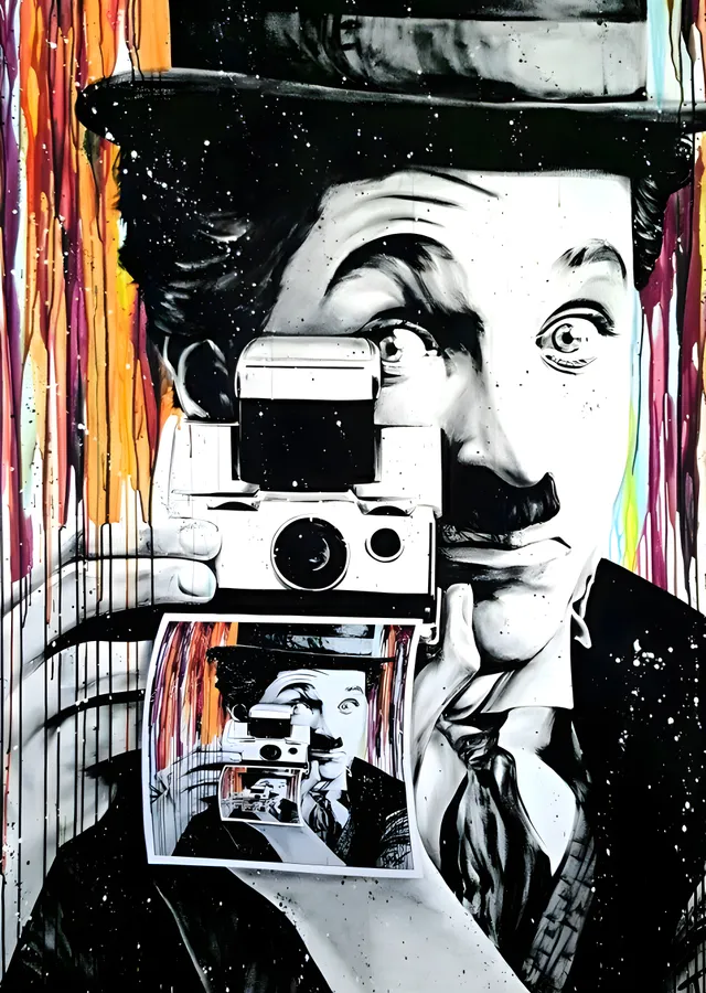 Charlie Chaplin: Kameraman metal tablo