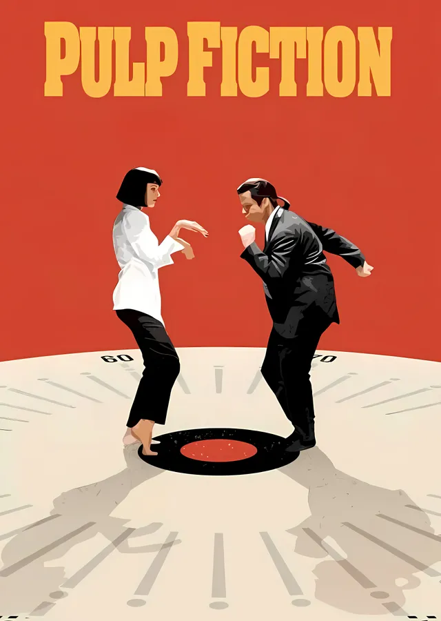Pulp Fiction Dans Sahnesi Turuncu metal tablo