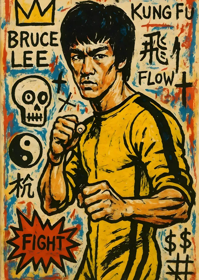 Bruce Lee: Kung Fu Akışı metal tablo