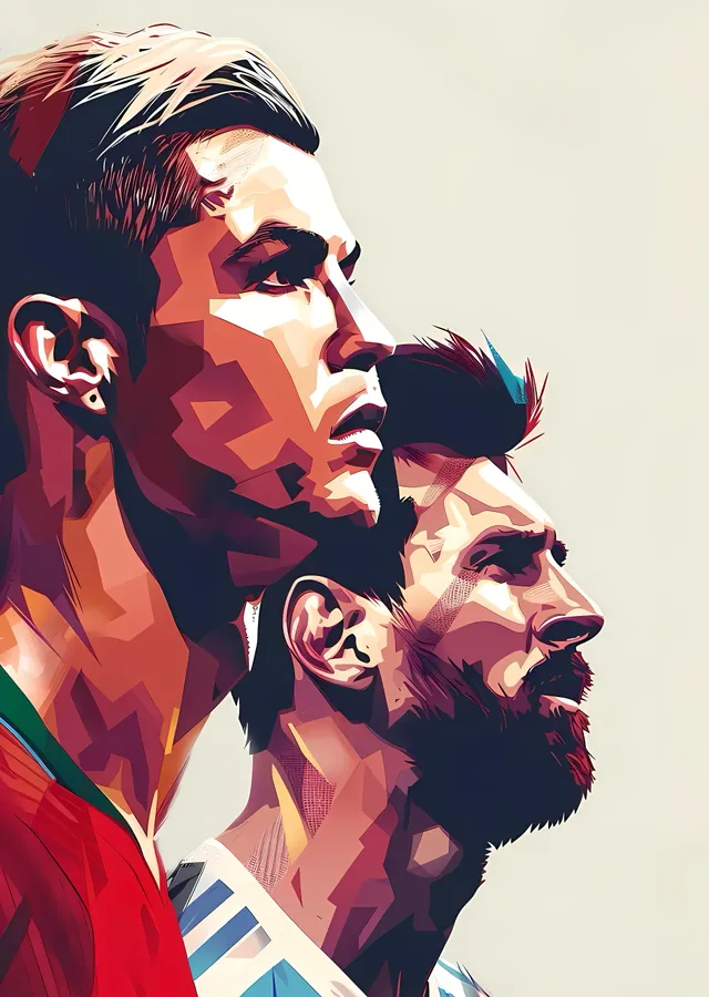 Ronaldo ve Messi: İkili Portre metal tablo