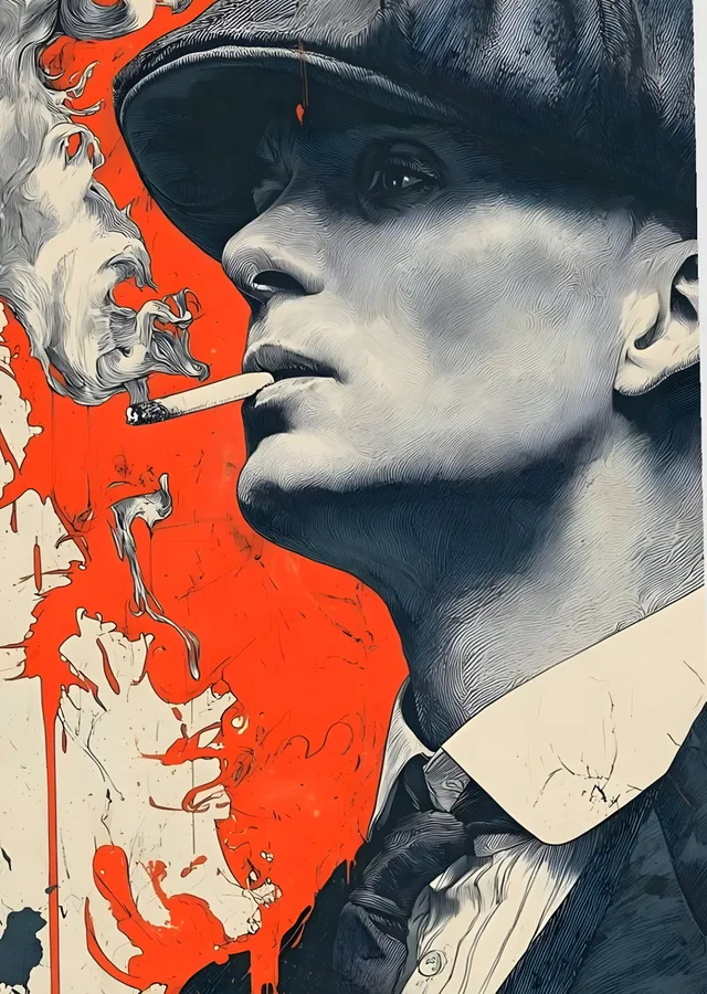 Peaky Blinders: Thomas Shelby - Turuncu Arka Planlı Portre metal tablo